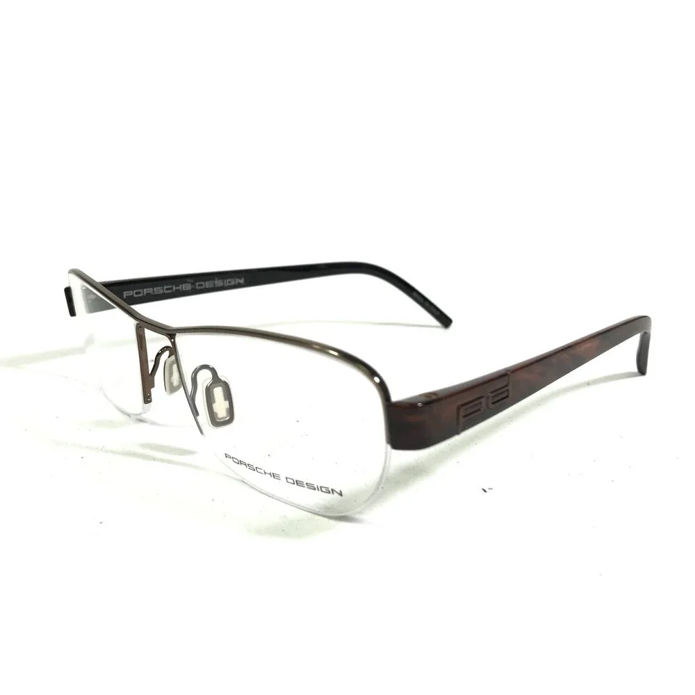 Porsche Design Eyeglasses Frames P8211 A Brown Rectangular Half Rim 52-17-140